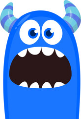 .Funny cartoon monster character. Illustration of cute and happy creature or alien. Halloween vector design isolated