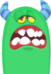 .Funny cartoon monster character. Illustration of cute and happy creature or alien. Halloween vector design isolated