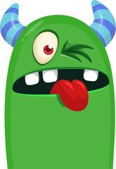 .Funny cartoon monster character. Illustration of cute and happy creature or alien. Halloween vector design isolated