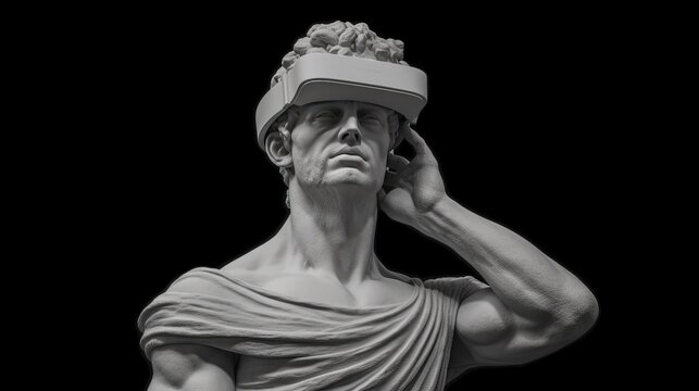 Statue man in a VR headset