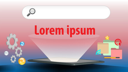 3D modern tech flat interface. Technology icon element.