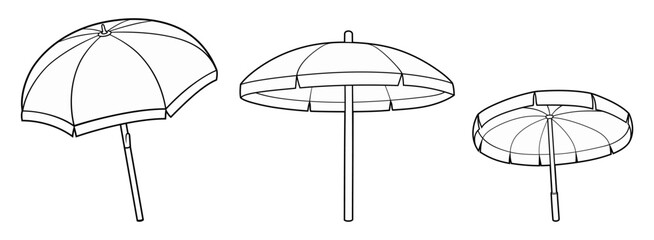 Cartoon cute doodle sunshade umbrellas set.