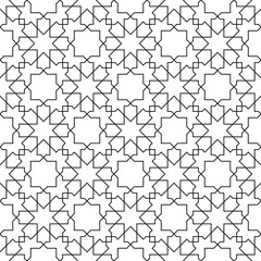 Seamless geometric ornament based on traditional islamic art. Black and white.
