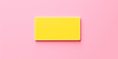 Yellow paper label on white pink background, place for logo, text, discount or advertisement