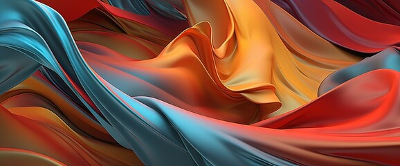Fototapeta na wymiar Colorful silk fabric. AI generated art illustration. 