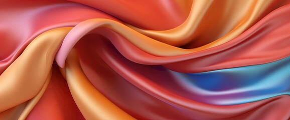 Fototapeta na wymiar Colorful silk fabric. AI generated art illustration. 