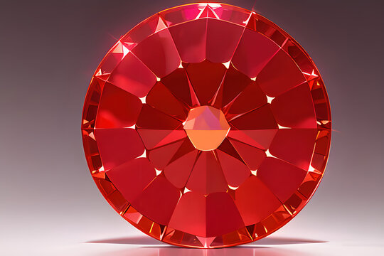 cartoon ruby gemstone with gray background Generative Ai