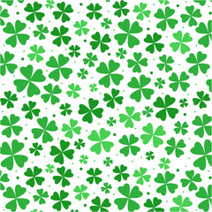 Seamless pattern with four-leaf clover pattern, good luck symbol, vector