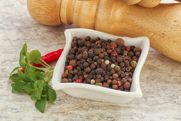 Peppercorn mix heap in the bowl