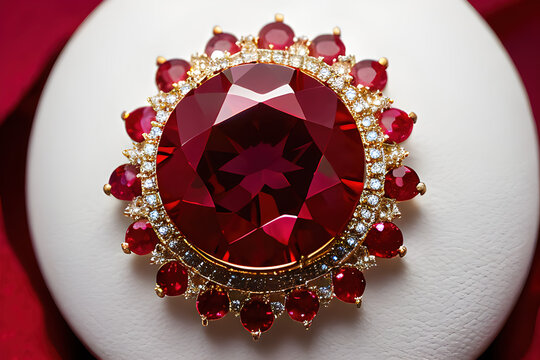 diamond encrusted ruby with white background
