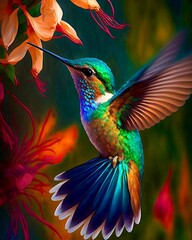Obraz premium hummingbird and flower