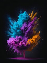 A centered explosion of colorful powder