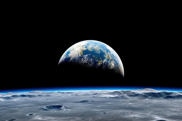 AI-Crafted Spectacle: Stunning View of Earth from the Moon's Perspective
