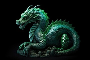 Green Dragon. Symbol of the year 2024. Generate Ai. Generative AI