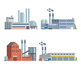 Obraz premium Vector element factory buildings collection. Flat design concept for city illustration 