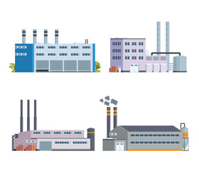 Obraz premium Vector element factory buildings collection. Flat design concept for city illustration 