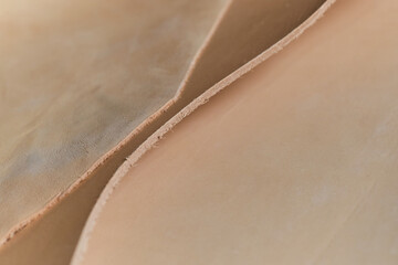 Exhibit of ethically-produced beige leather swatches, symbolizing the growing movement towards sustainable fashion and responsible leather options. Discover the essence of sustainable luxury