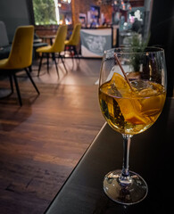 Glass of must in a bar.