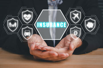 Insurance company client take out complete insurance concept, Person hand holding with  Insurance...