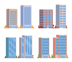 Vector element office buildings collection. High rise. Flat design concept for city illustration © Lemonstocks