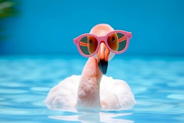 White Flamingo Rocking Summer Sunglasses. Generative AI