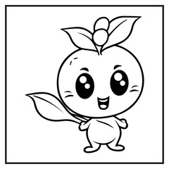 Apple Charactrer Coloring Book Cartoon Ilustration