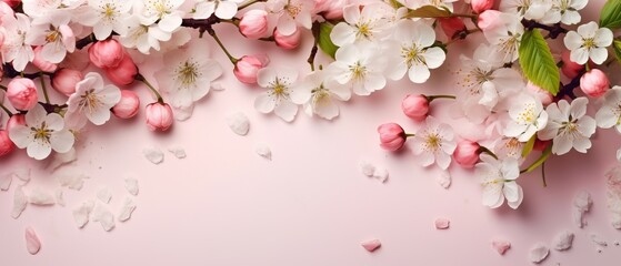 Fototapeta na wymiar blossoms on a pink bakcground
