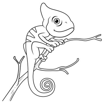 recommend clip art: Chameleon lizard cartoon line art