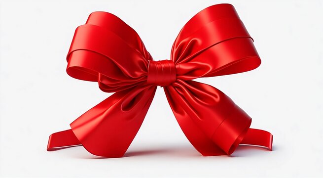 Large Red Gift Ribbon Wrapped Around A White Background Tied With A Large Red Gift Bow  Created With Generative Ai