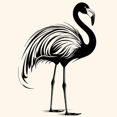 Flamingo vector for logo or icon,clip art, drawing Elegant minimalist style,abstract style Illustration	