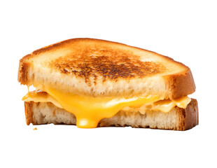 Grilled cheese sandwich with melted melted cheese on a transparent background