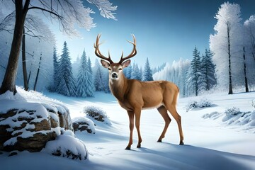 deer in the snow by AI generating