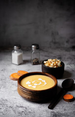Sweet potato puree soup in a bowl