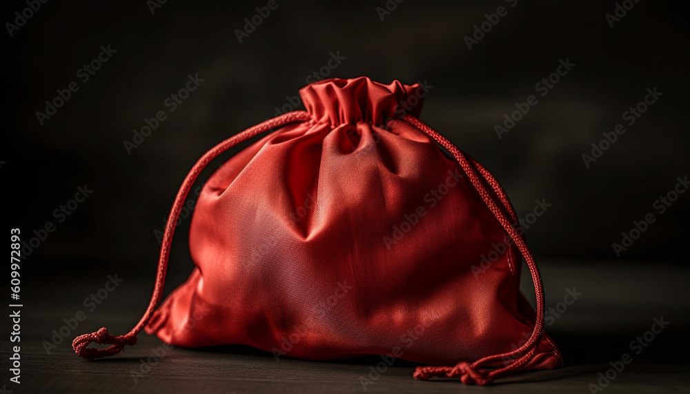 Aufkleber stack of rustic burlap sacks tied with rough rope generated by ai