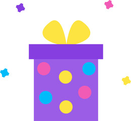 Simple elegant colorful gift icon. Gift symbol vector sign isolated on white background for birthday or celebrarion concept.