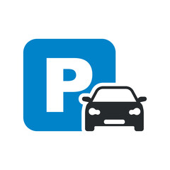 Car parking icon. Parking space. Parking lot. Car park. Vector icon isolated on white background.