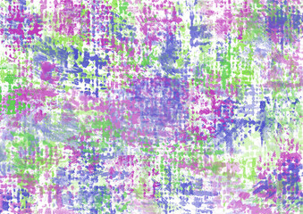 Abstract art background with vibrant colors. Watercolor painting on canvas with blue, violet and green brush strokes.