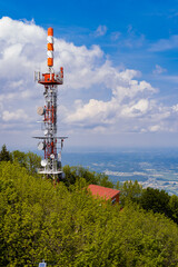 telecommunication tower on a hill