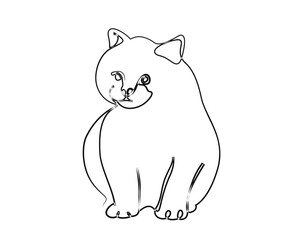 Continuous one line drawing of adorable cat. Cute cat line art vector illustration. Editable outline or stroke.