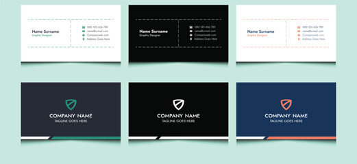 Simple clean personal minimal elegant creative modern corporate professional abstract company name visiting business card template design.