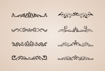 A collection Hand drawn calligraphy ornament borders corners classic vintage vector