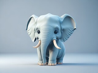 Cute baby a elephant illustration 3d style on white background. ai generative
