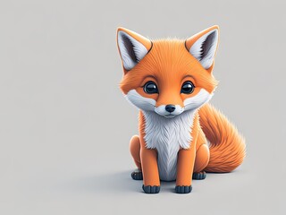 Cute baby a fox illustration 3d style on white background. ai generative