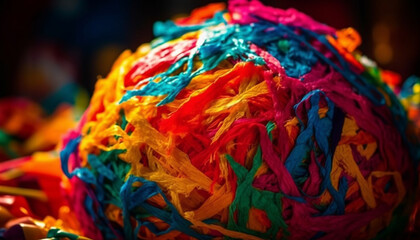 Vibrant colors of wool create traditional festival decoration and gift generated by AI