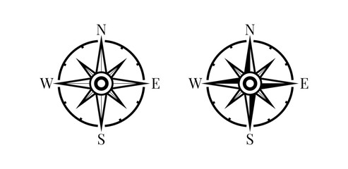 Black wind rose isolated on white,compass, vector illustration.