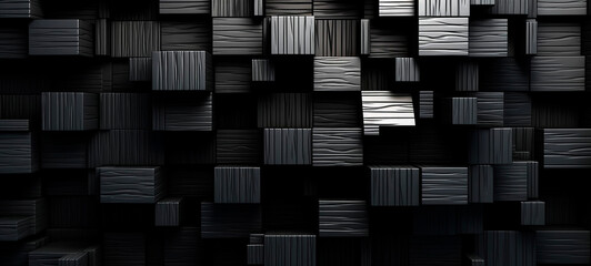 Black brick wall texture, brick surface for background. AI Generated