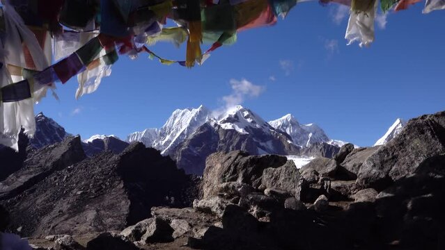 Himalaya mountain range snow summer peaks blue sky, Nepal
Long shot view from Nepal, 2023
