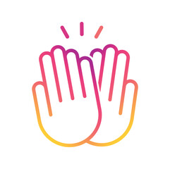 Two hands giving five, clapping palms icon.