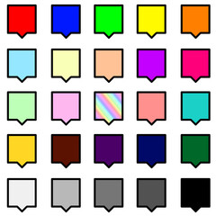 カラフルな四角い吹き出し　25個セット