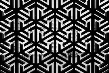 Seamless pattern with hexagonal grid texture. Abstract modern geometric linear monochrome ornament...